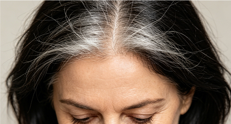 Mature woman with grey hair